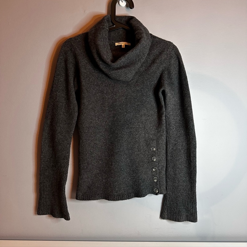 Smart Set - Womenโs, Grey, Merino & Cashmere Blend, Sweater, Roll Cowl Neck, XS